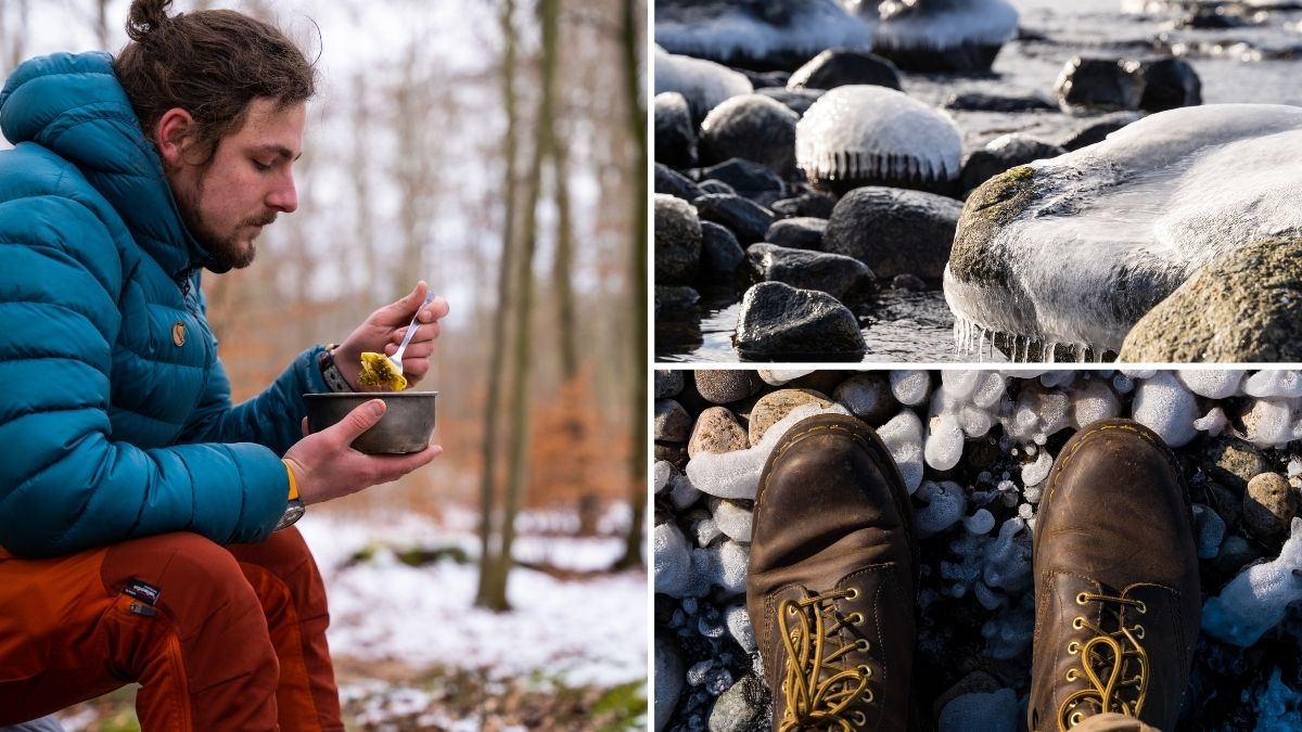 Ostgratinerade nachos i gjutjärnsgryta över glöd i Blekinge.