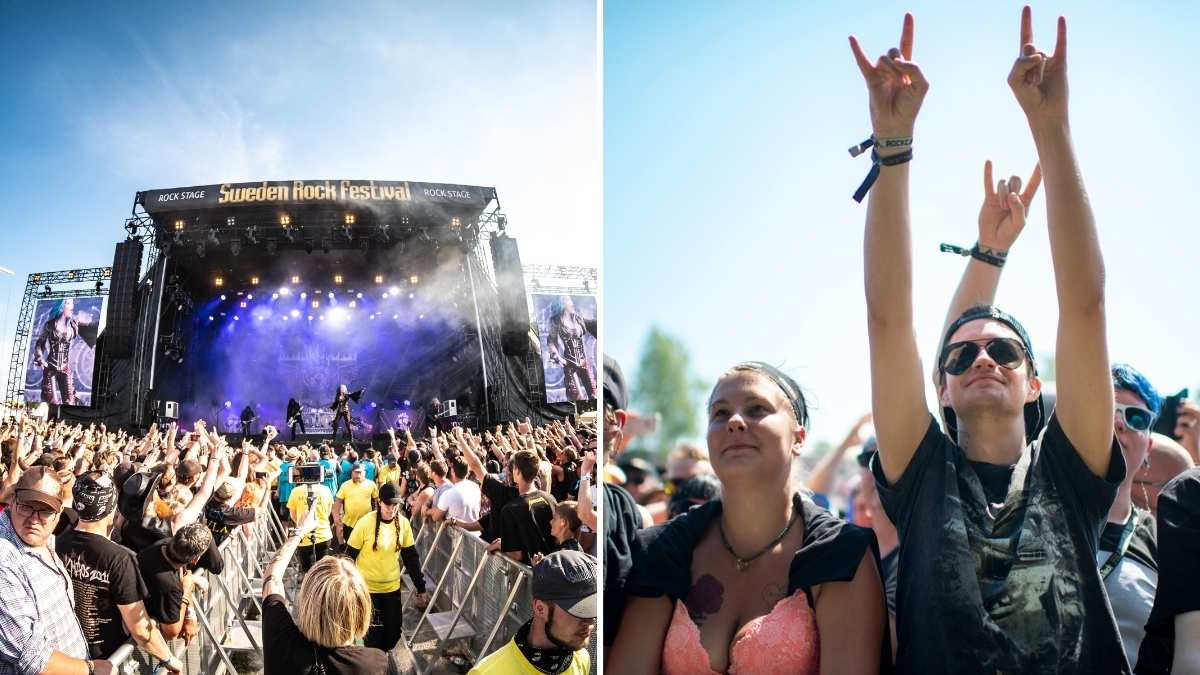 Publikhav och upplevelse framför scenen på Sweden Rock, Blekinge