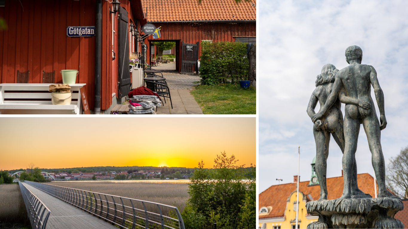 Blåregn, Ljungaviksbron och Ask & Embla på Stortorget