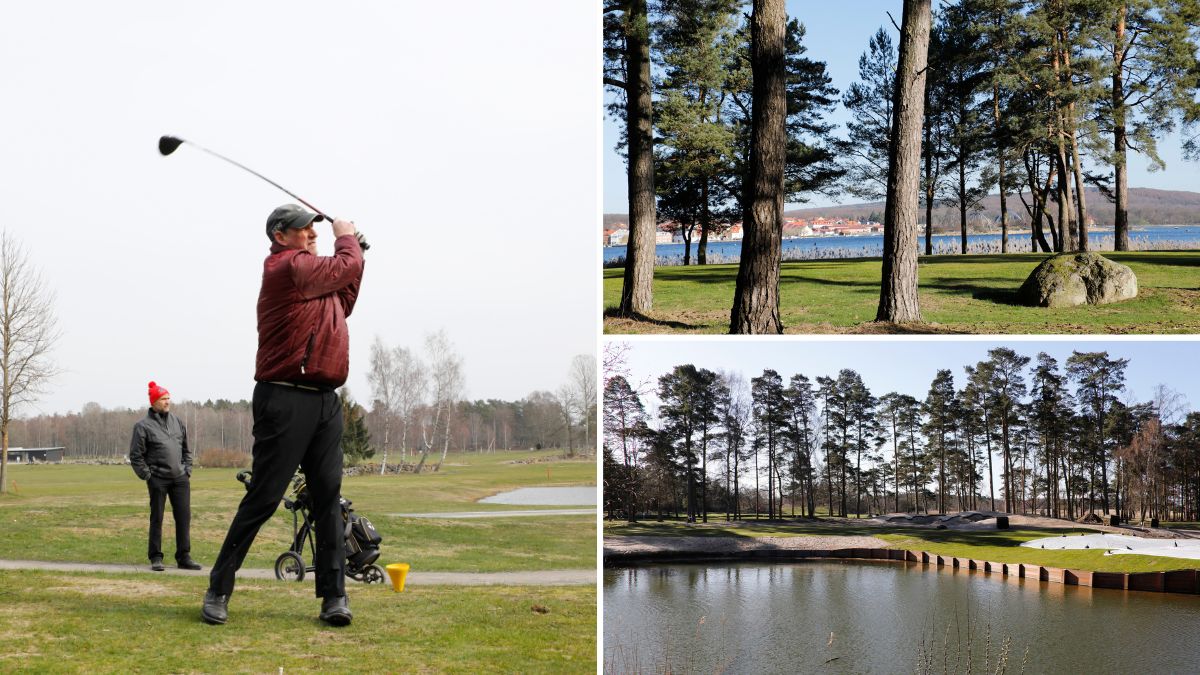 Golfare slår ut på en bana i Blekinge under höstsäsongen