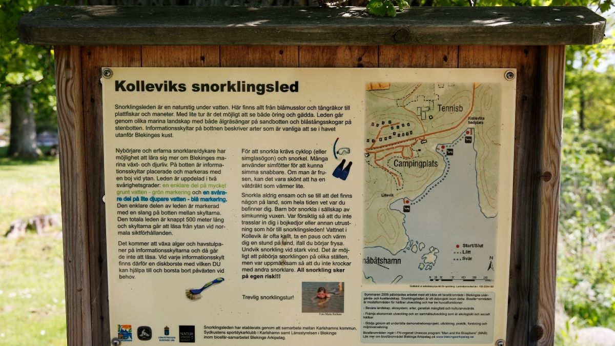 Kolleviks snorklingsleds informationstavla