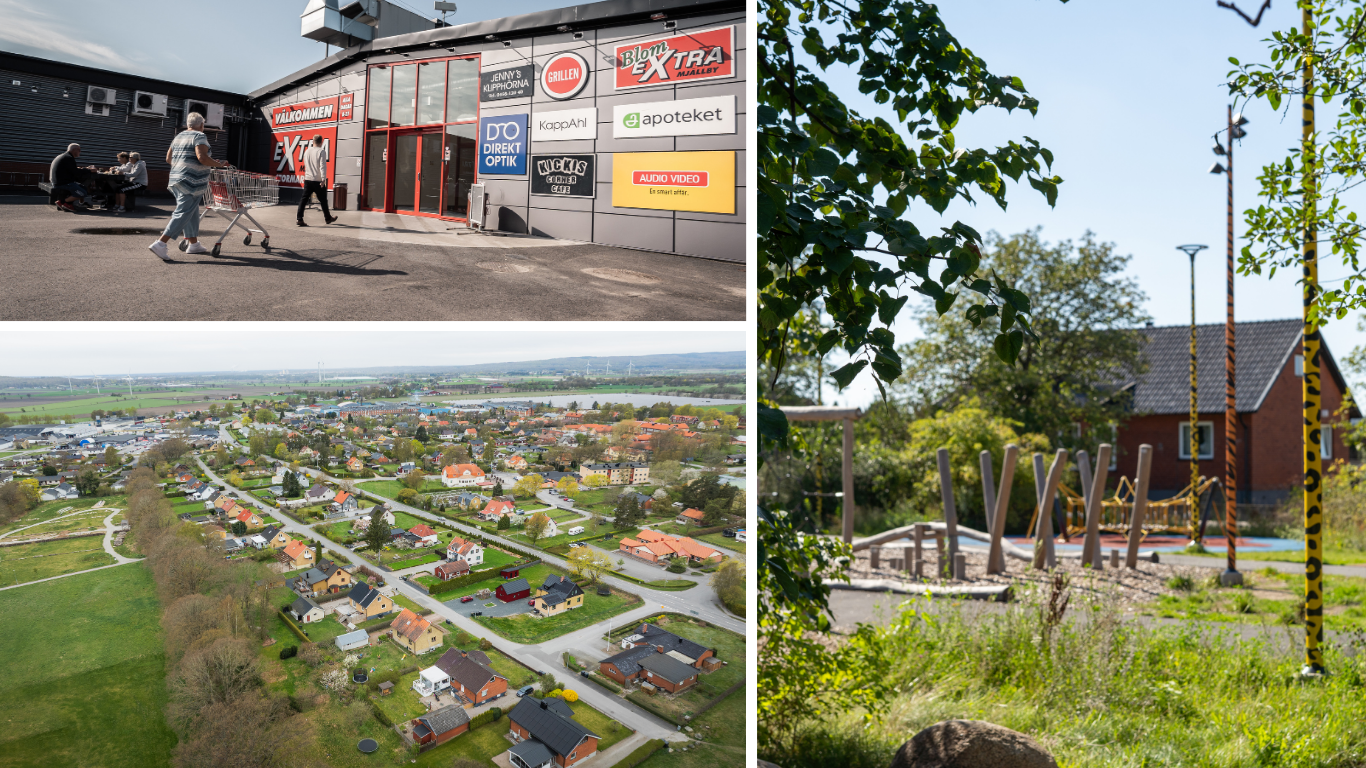 Handelsområdet Extra, Djungellekplatsen och bostadsområde i Mjällby