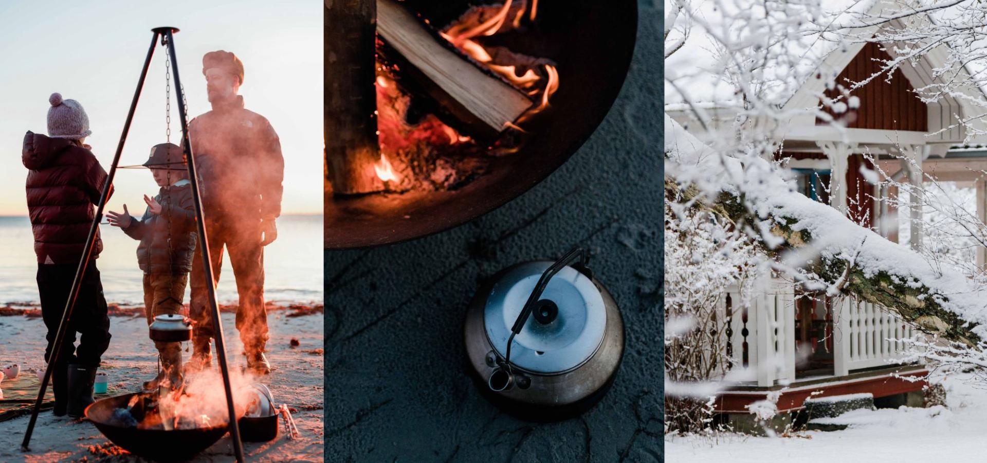 Vinter i Blekinges skärgård. Outdoor cooking och umgås.