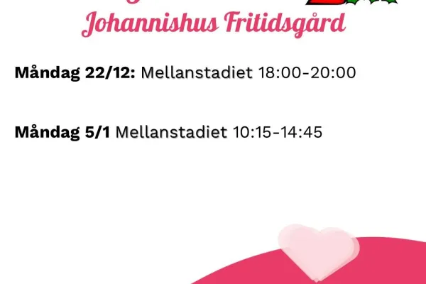 Fritidsgårdarnas öppettider Jullov