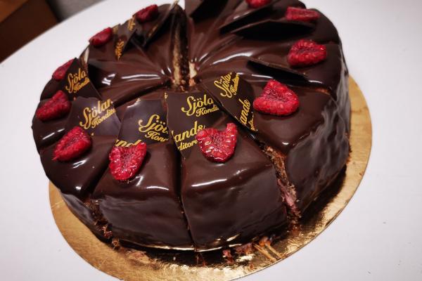 chocolate cake with raspberries